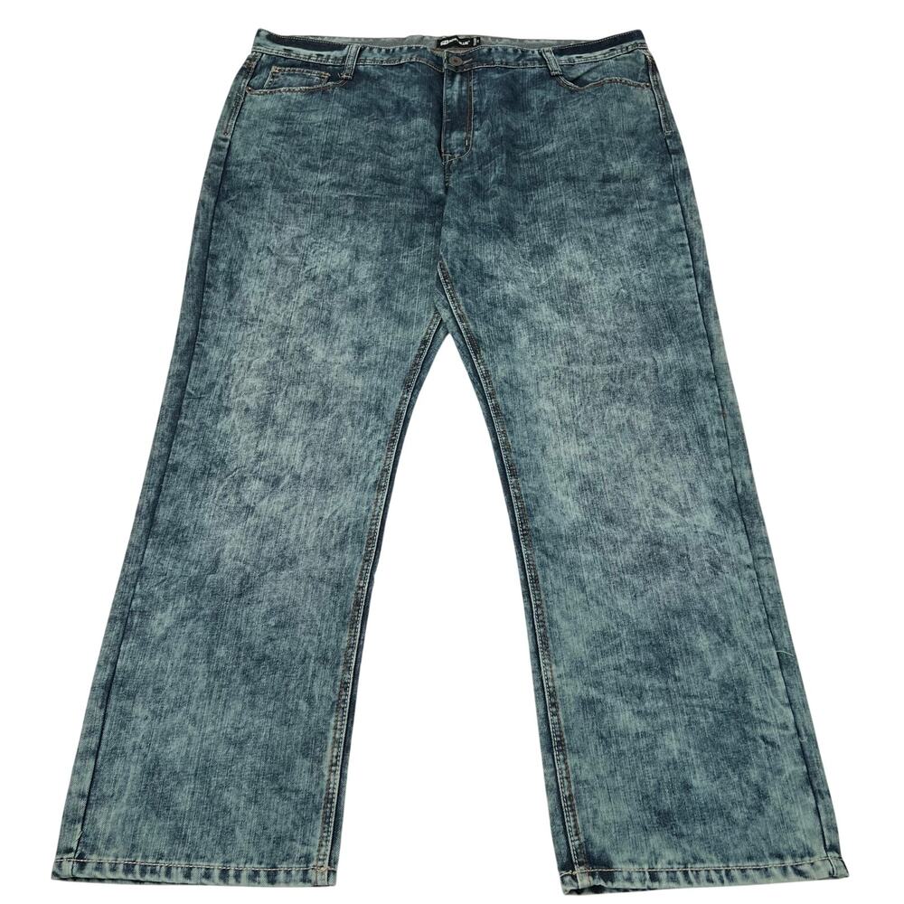 Royal Blue Straight Fit men’s thick stitching embroidered pockets jeans